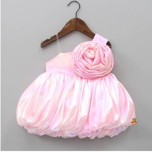 Dazzling Pink One Shoulder Flared Dress